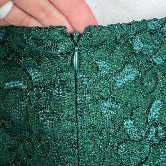 NEW Jessica Howard Dramatic Bell-Sleeve Glitter Hunter Green Lace Dress 16 - Picture 12 of 16